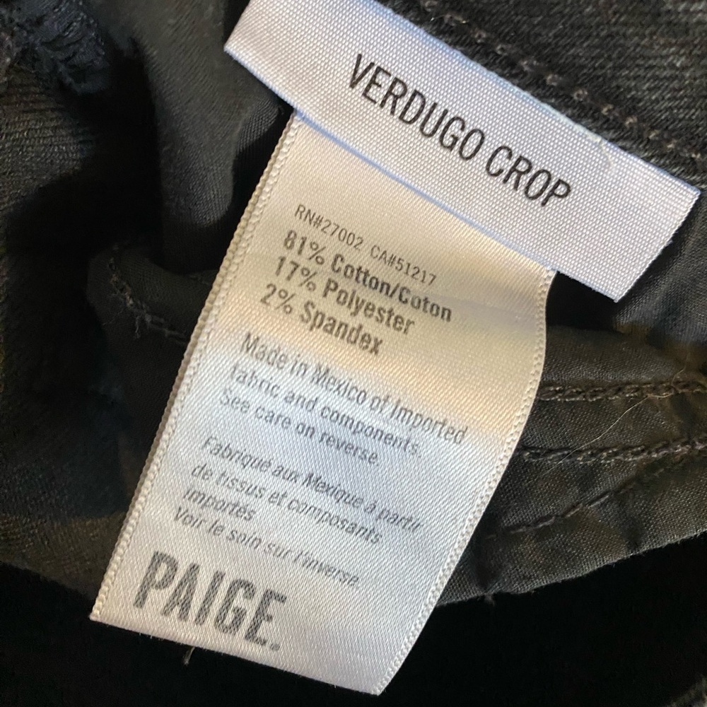 PAIGE - Black Verdugo Ankle Skinny Jeans Size 25 Black Shadow - Picture 10 of 10